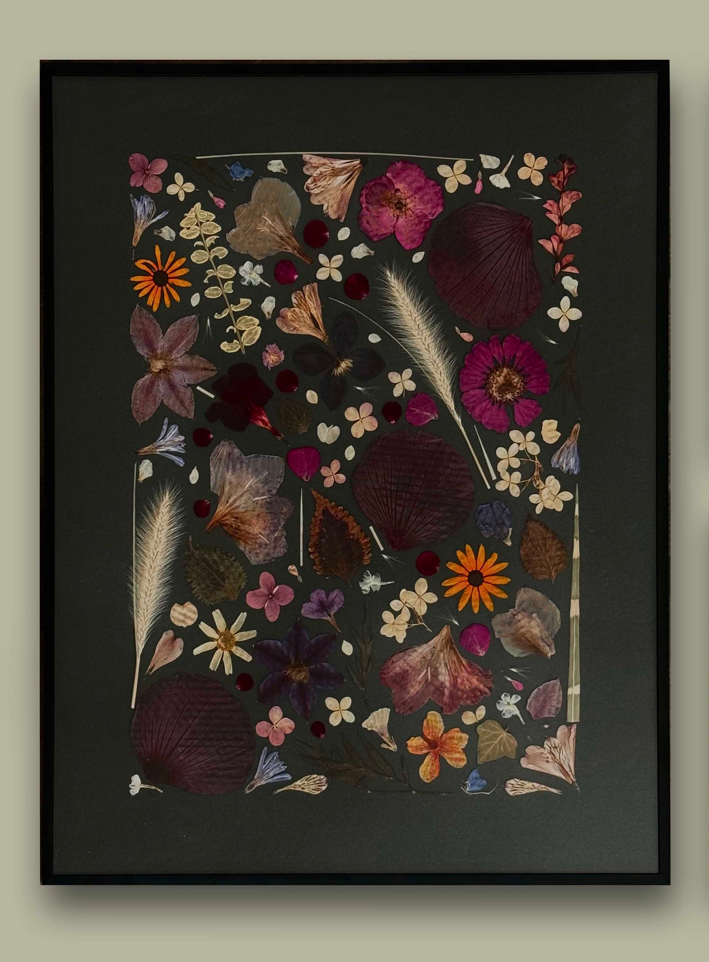 Pressed Flowers in Solid Wood Frame, 50% deposit