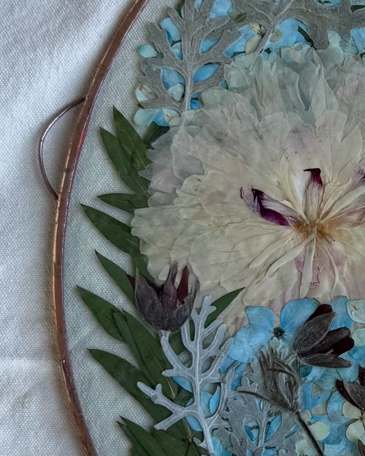 Pressed Flowers in Fully Handcrafted Tin Frame, 50% deposit
