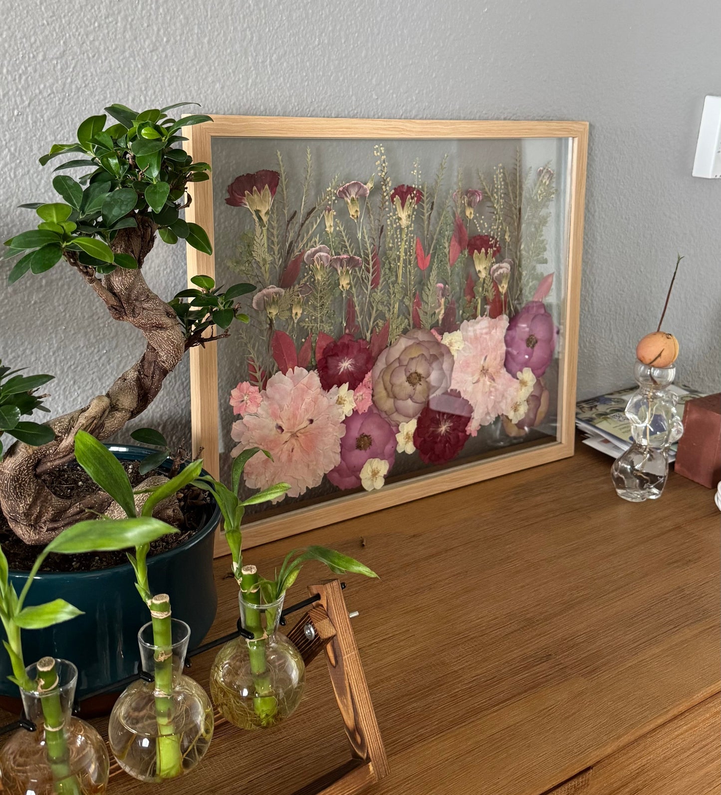 Pressed Flowers in Solid Wood Frame, 50% deposit