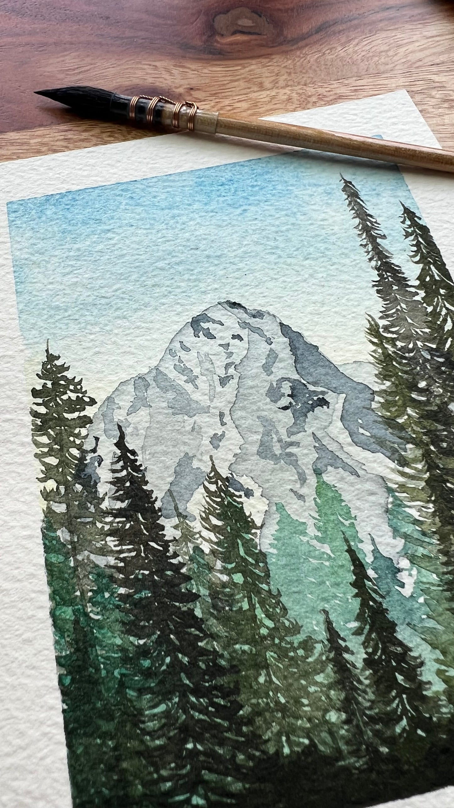 6x4.5", 'Forest Peak', original watercolor painting, landscape, unframed