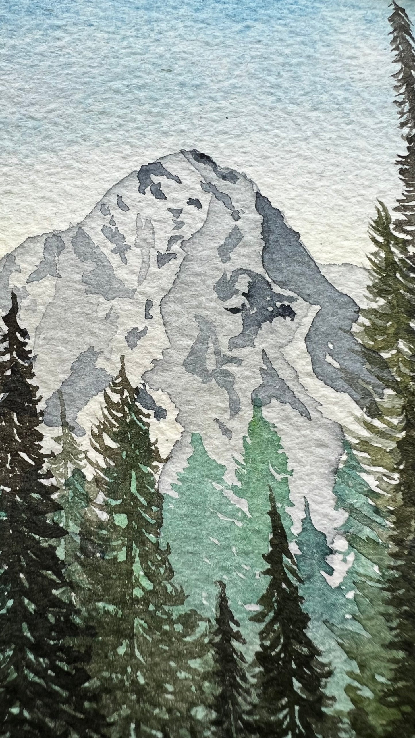 6x4.5", 'Forest Peak', original watercolor painting, landscape, unframed