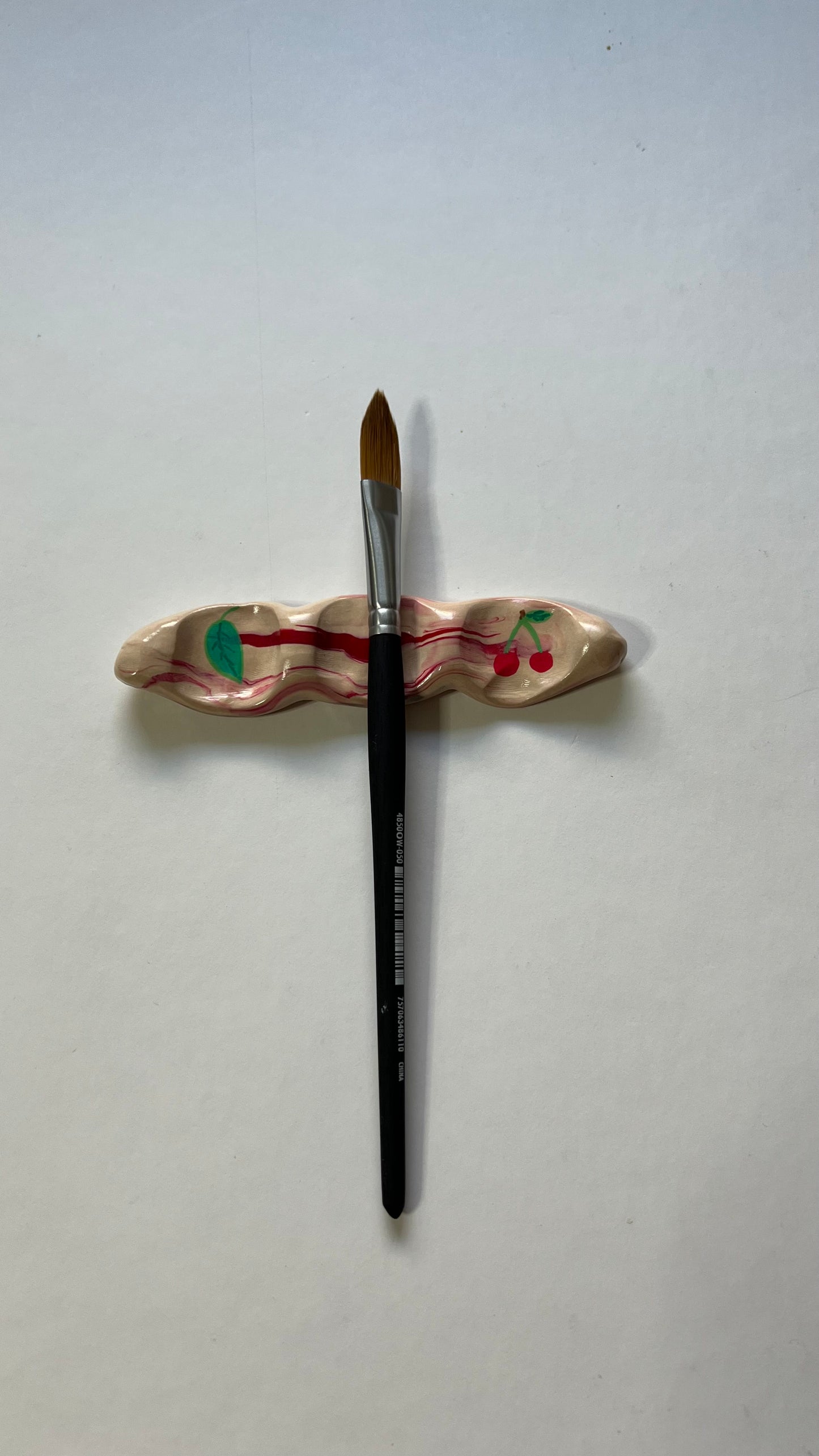 Cherries Paint Brush Rest, handmade