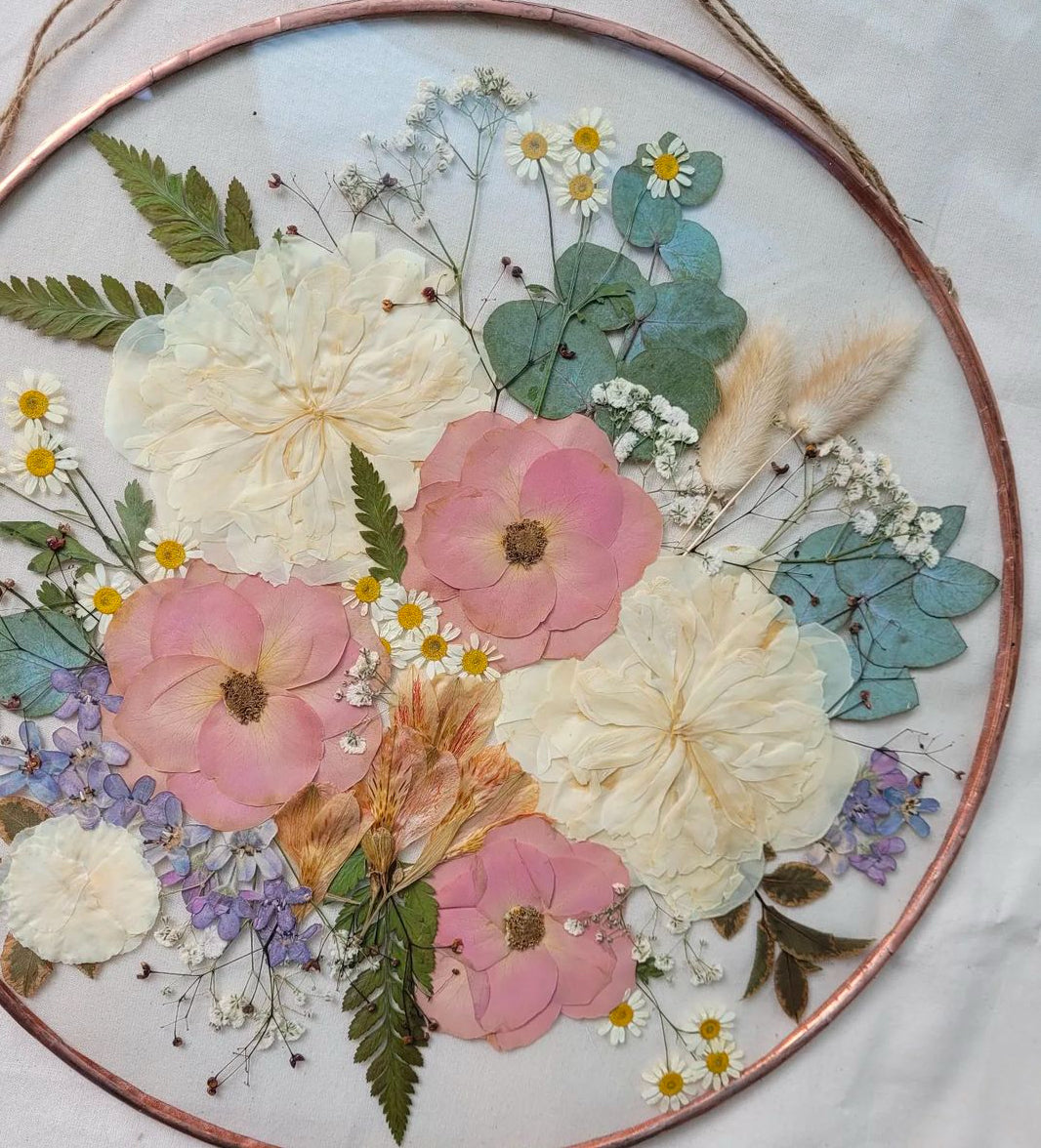 Pressed Flowers in Fully Handcrafted Tin Frame, 50% deposit