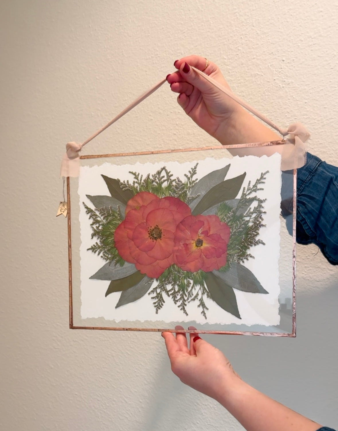 Pressed Flowers in Fully Handcrafted Tin Frame, 50% deposit