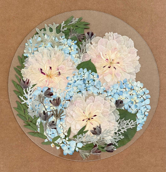 Pressed Flowers in Fully Handcrafted Tin Frame, 50% deposit