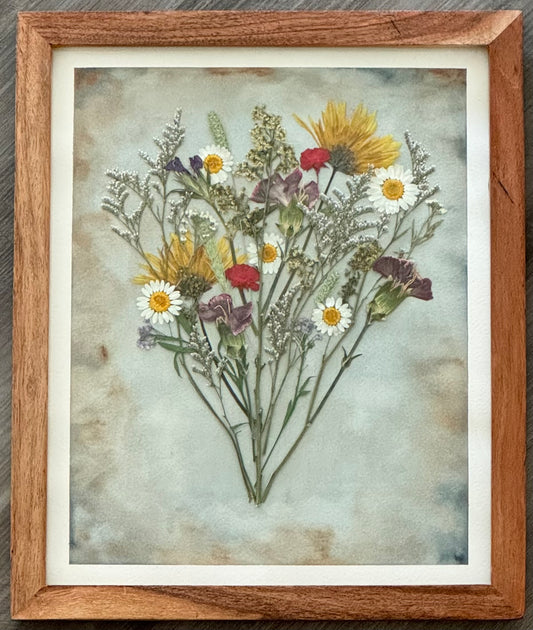 Pressed Flowers in Solid Wood Frame, 50% deposit