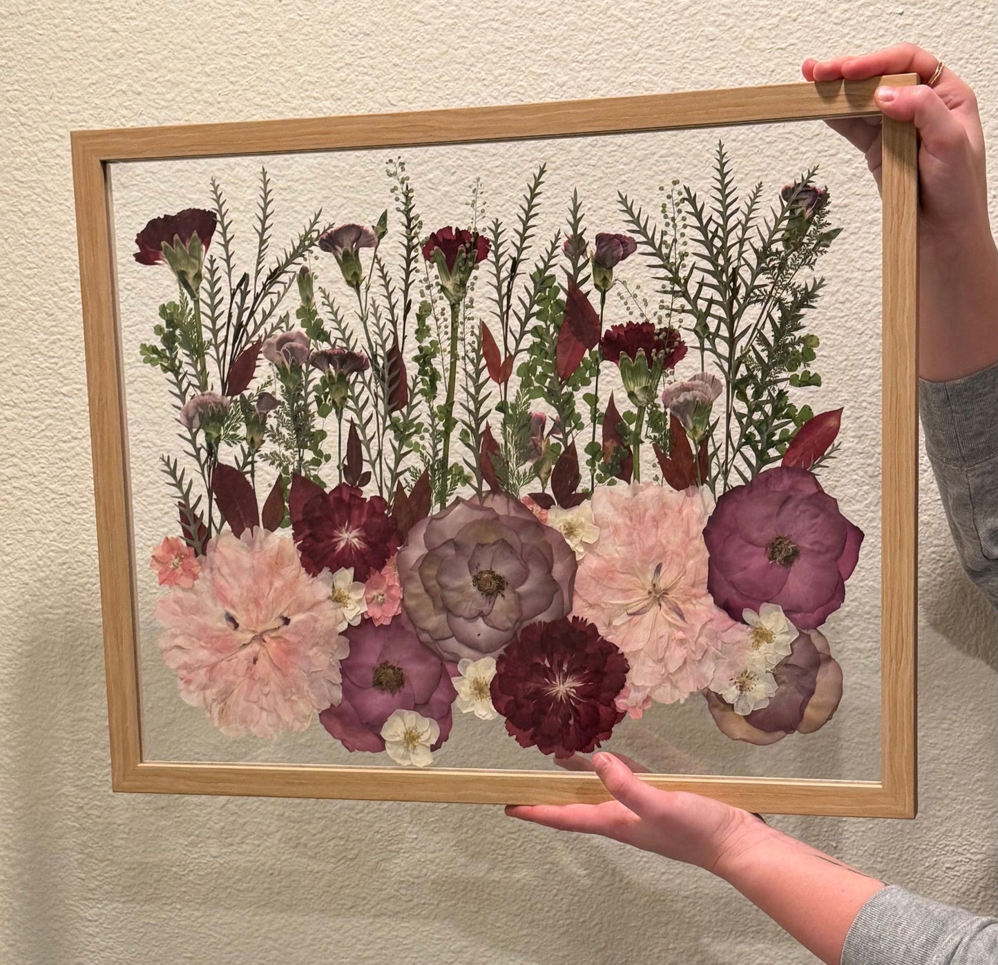 Pressed Flowers in Solid Wood Frame, 50% deposit