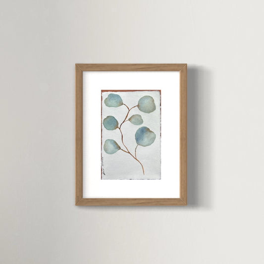 6x4", 'Eucalyptus Sprig' original watercolor painting, unframed