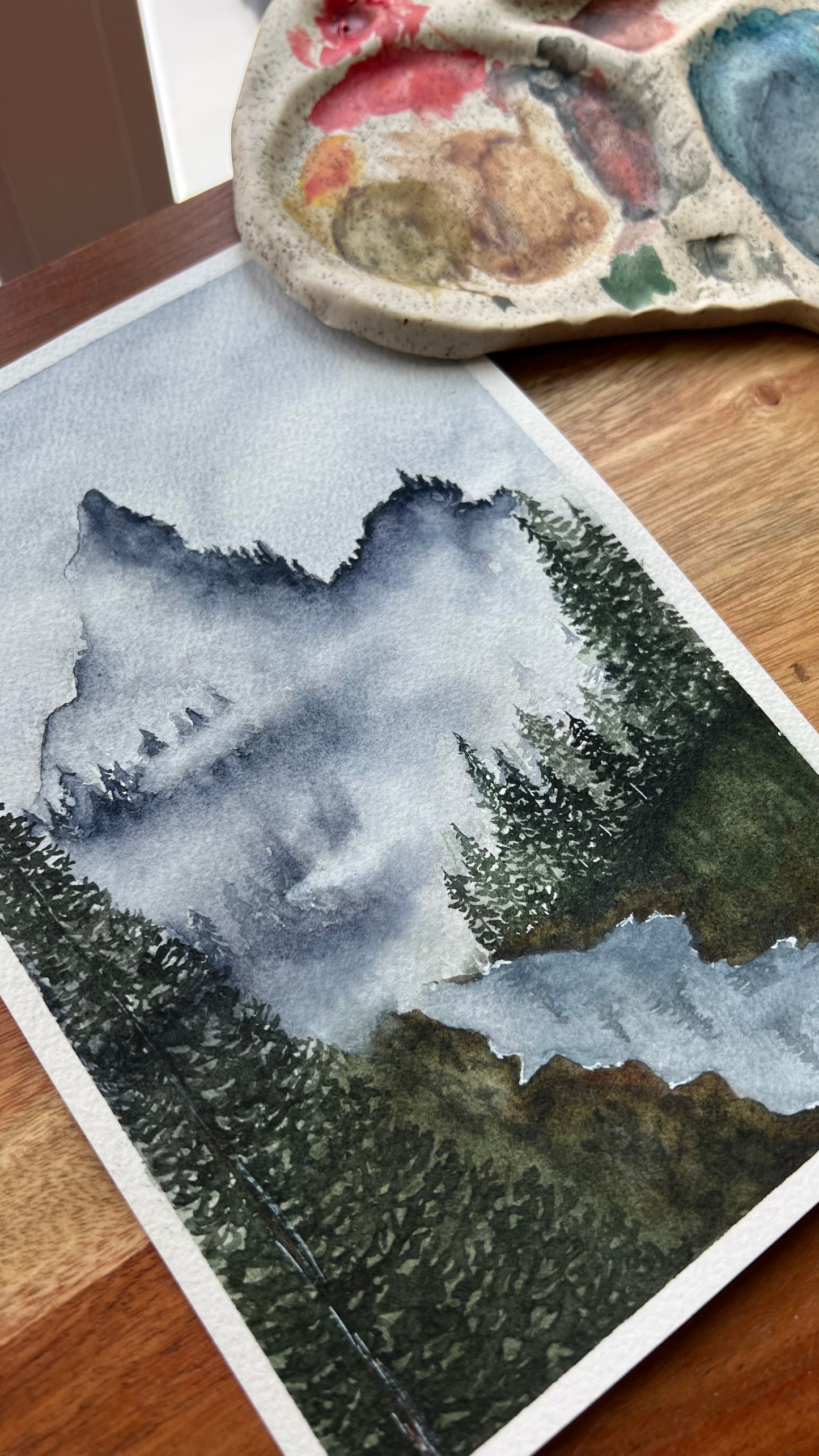 9X6", 'Forest Peak No.3', original watercolor painting, unframed