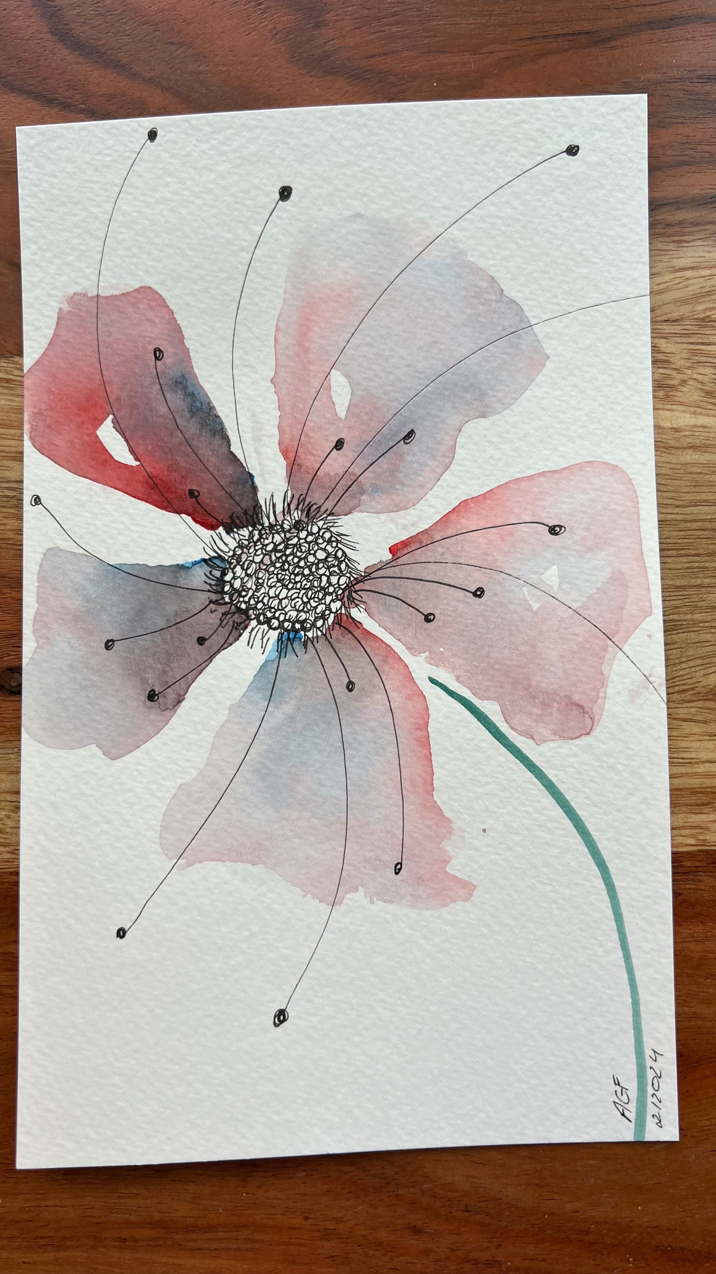 8x6", 'Blooming', original watercolor painting, unframed