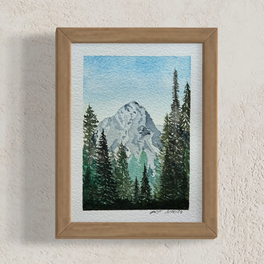 6x4.5", 'Forest Peak', original watercolor painting, landscape, unframed