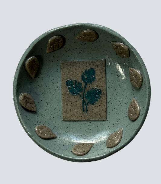 Rain of Leaves Trinket Dish, Handmade, ~3.9 in